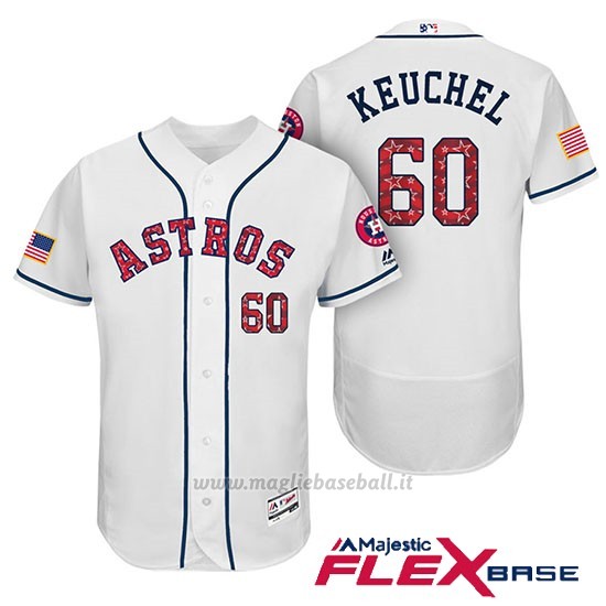 Maglia Baseball Uomo Houston Astros 2017 Estrellas y Rayas Dallas Keuchel Bianco Flex Base